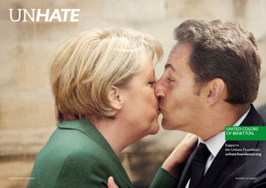 Merkel y Sarkozy en la polémica campaña de Benetton