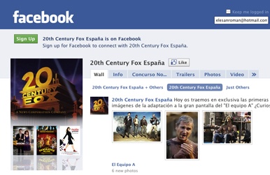 Página de 20th Century Fox en Facebook