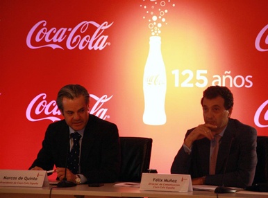 Marcos de Quinto y Félix Muñoz en la presentación de la estrategia global del 125 aniversario de Coca-Cola