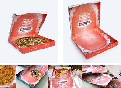 Colgate Max Night se promociona en las cajas de pizza