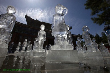 Esculturas de hielo en Beiging por Greenpeace