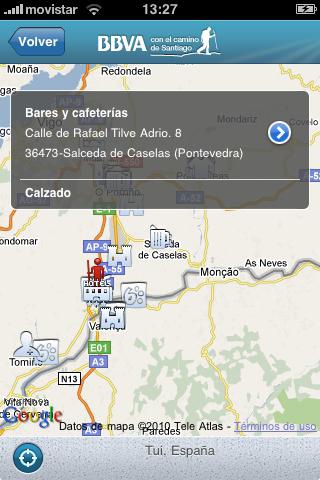 La nueva aplicación de BBVA ofrece mapas para guiarse en el Camino de Santiago