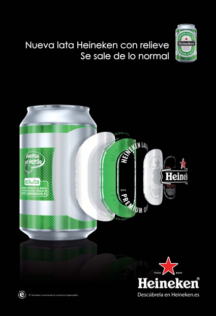 Mupi de la lata de Heineken con relieve