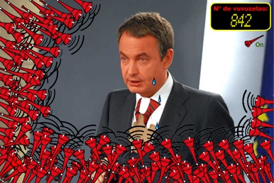 Zapatero agobiado con tanta vuvuzela
