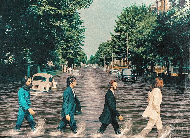 El paso de cebra de los Beatles se inunda