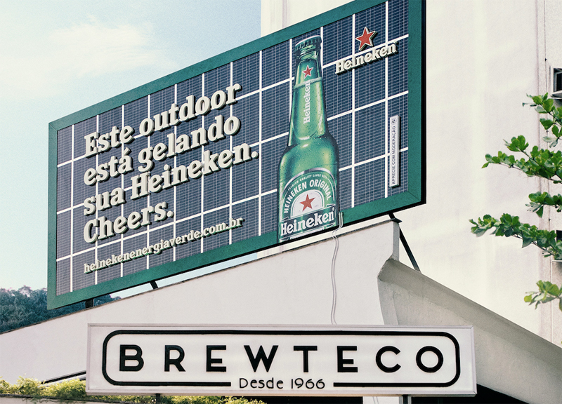 Vallas publicitarias que enfrían cerveza Heineken con energía solar