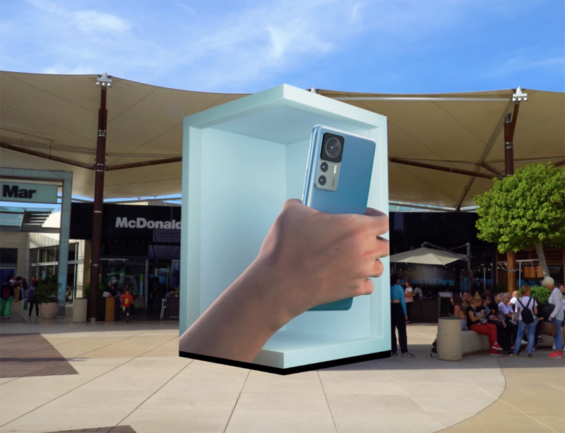 Lienzo digital que recrea en 3D un 'unboxing' del nuevo Xiaomi
