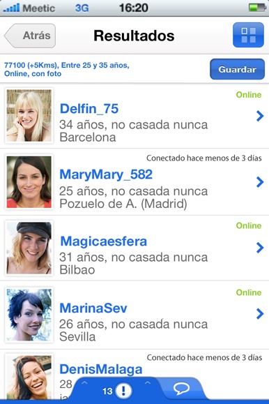 Aplicación de Meetic para iPhone 