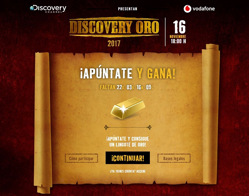 Discovery Channel y Vodafone sortean un lingote de oro