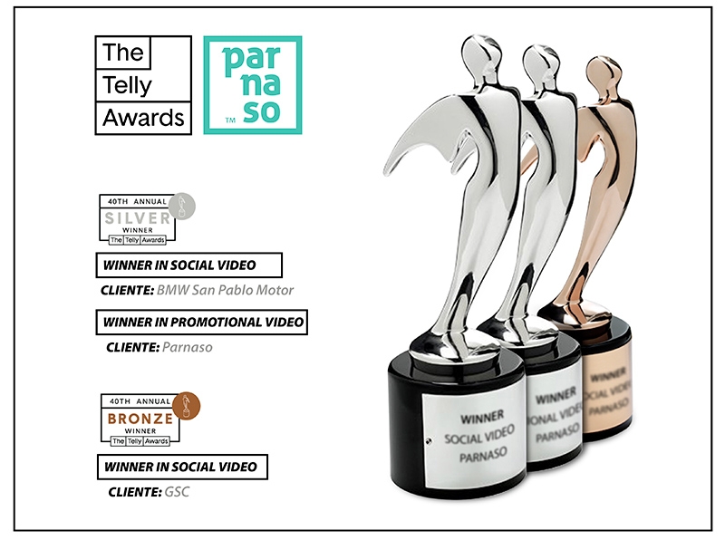 Parnaso gana tres reconocimientos en los Telly Awards