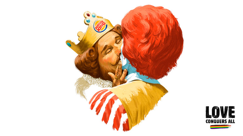 Burger King y McDonald´s sellan la paz con un beso