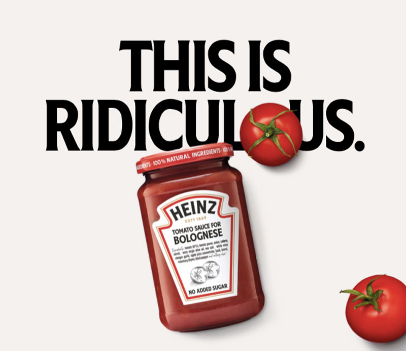 Heinz presenta sus salsas para pasta con 'This is ridiculous'