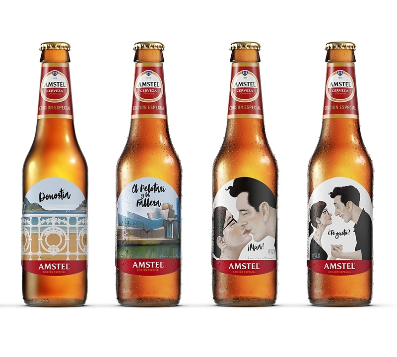 Una película contada en una colección de botellas Amstel