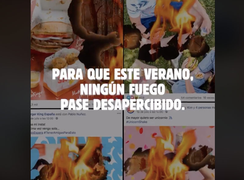 Burger King quema sus anuncios por una buena causa