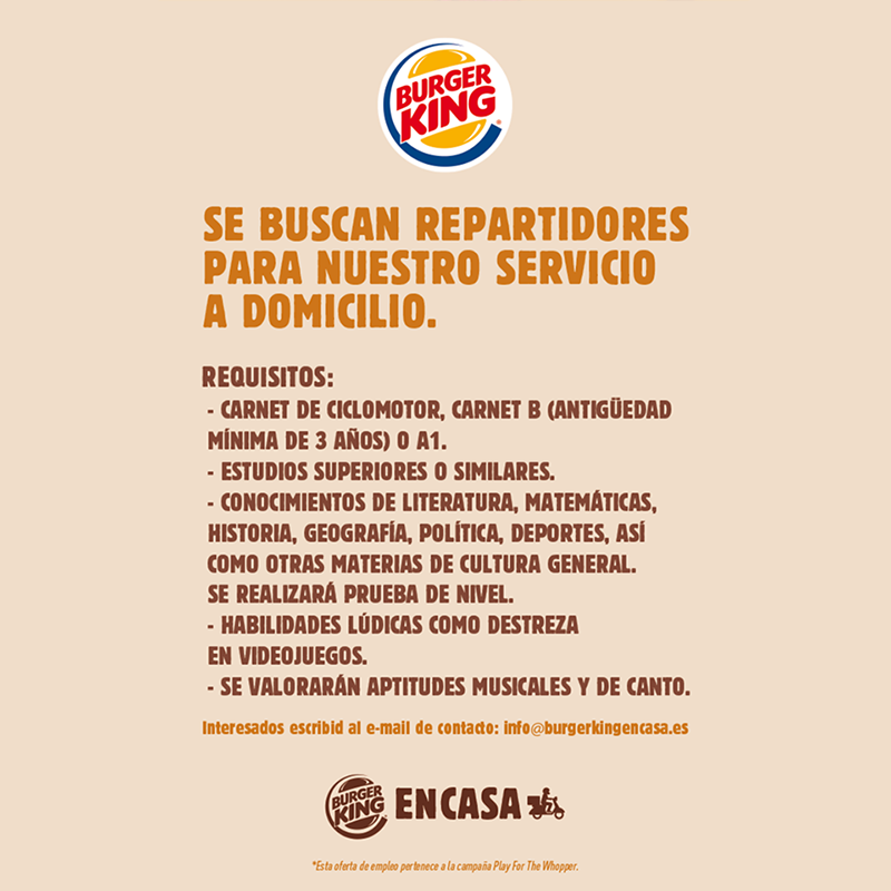 Burger King y sus repartidores "cum laude", al descubierto