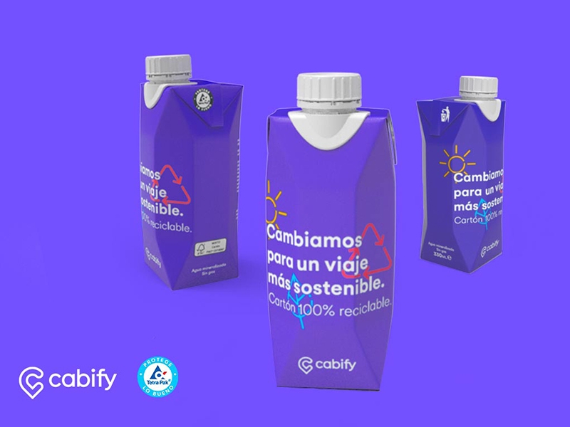Cabify cambia sus botellas de agua por un envase más sostenible