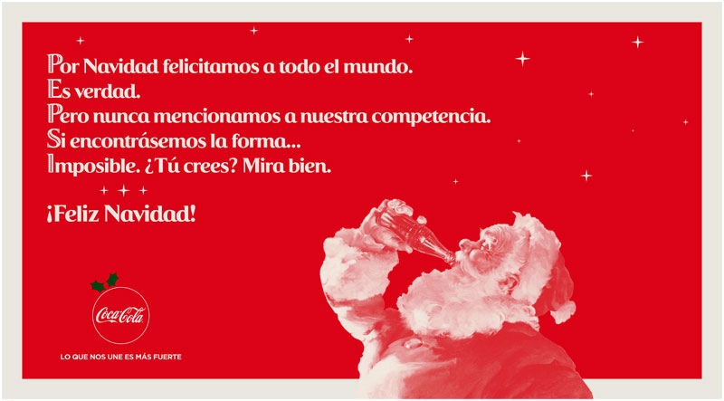 Coca-Cola felicita la Navidad a su principal competidor