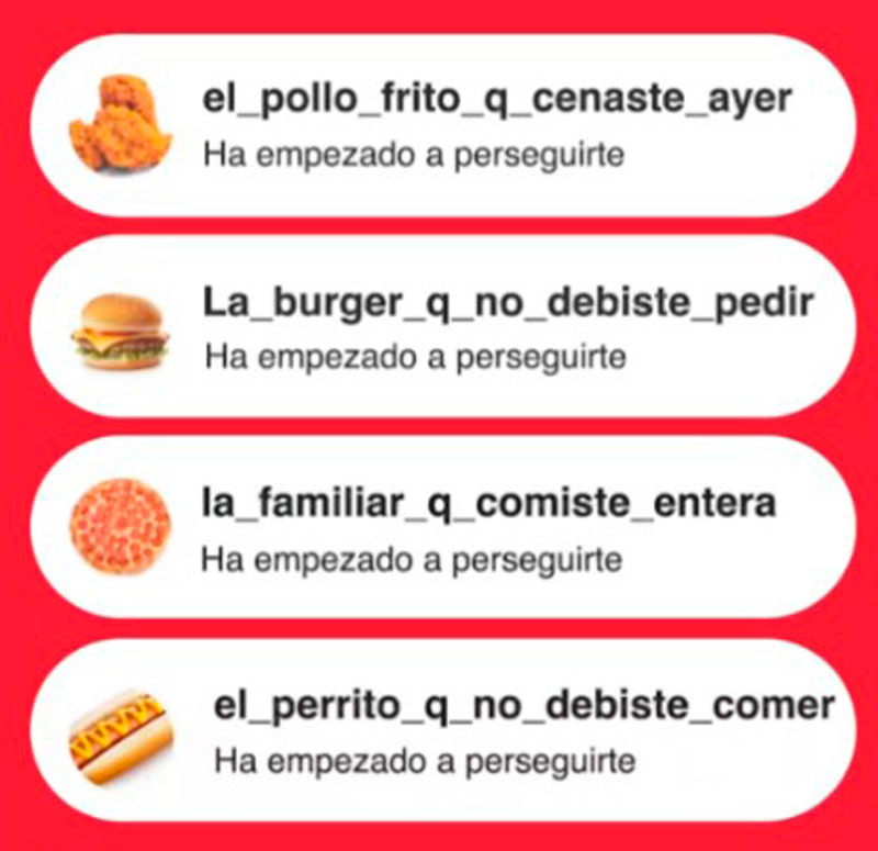 "La comida que te persigue", también en las redes