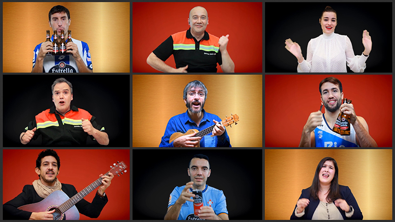 Deportistas y empleados de Estrella Galicia cantan un villancico