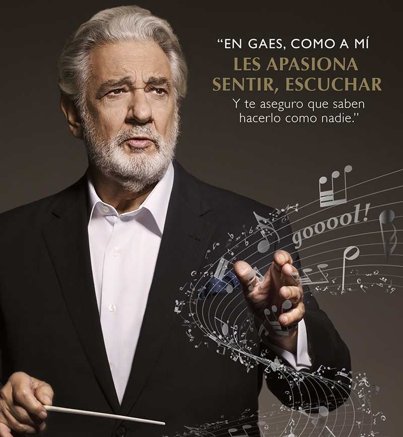 Plácido Domingo, protagonista de la nueva campaña de GAES