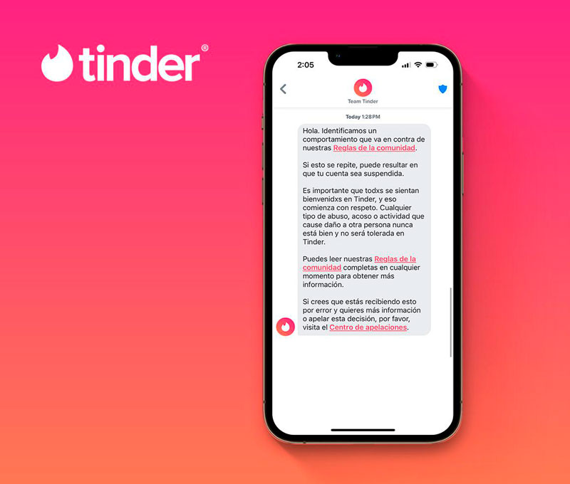 Tinder introduce nuevos avisos para fomentar el buen comportamiento