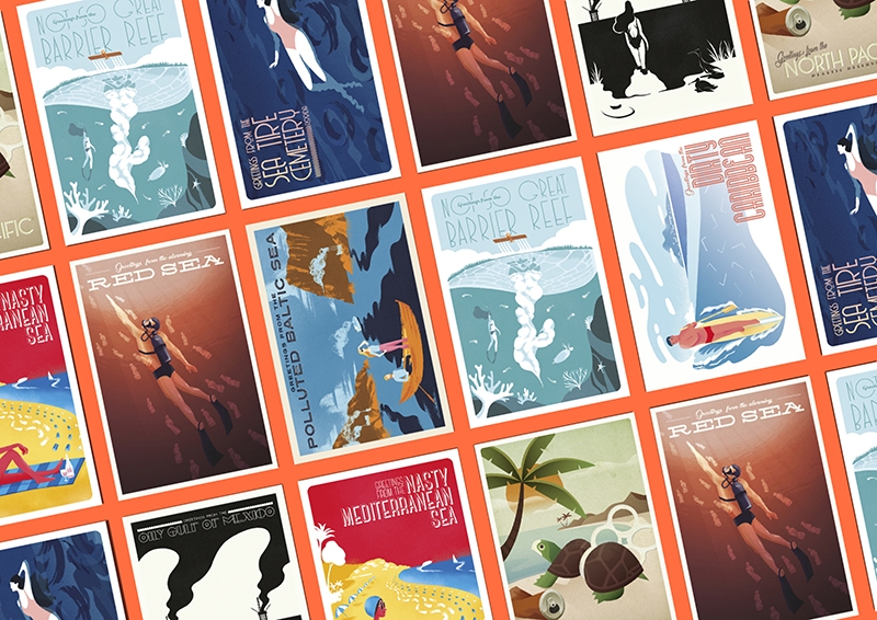 Postales de Ocean52 denuncian la contaminación marina