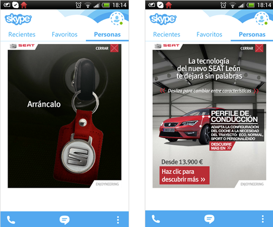 Seat estrena campaña en Skype para Android