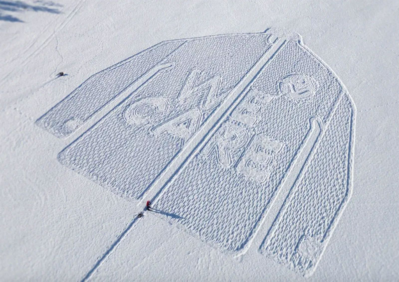 La nieve como soporte publicitario contra el cambio climático