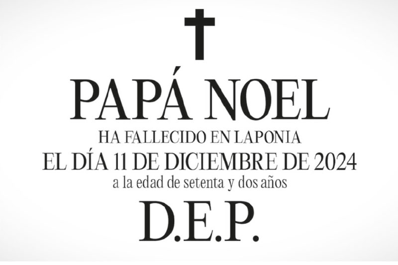 Esquela de Papa Noel para promocionar bebidas sin azúcar