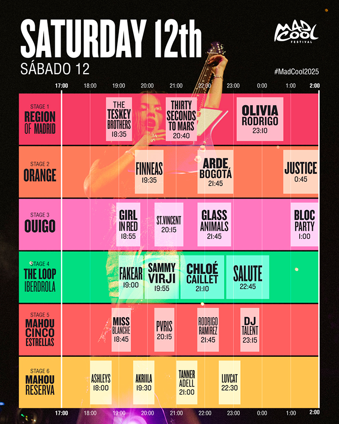 Cartel del Mad Cool Festival 2025: sábado.