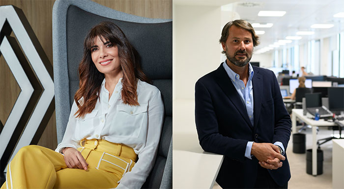 Beatriz Navarro (Chief Marketing Officer de Renault) y Javier Valbuena (Director de comunicación y marca de Reale Seguros).