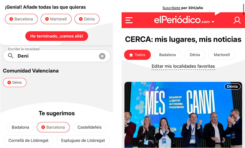 Prensa Ibérica lanza una funcionalidad con información local