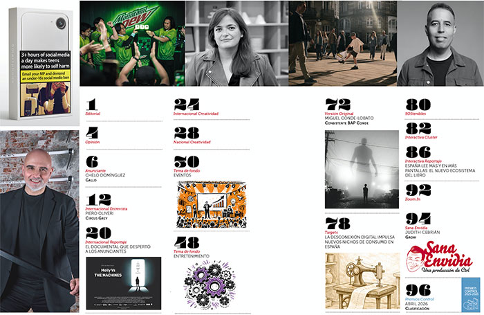 Sumario de la revista Ctrl ControlPublicidad abril 2026.