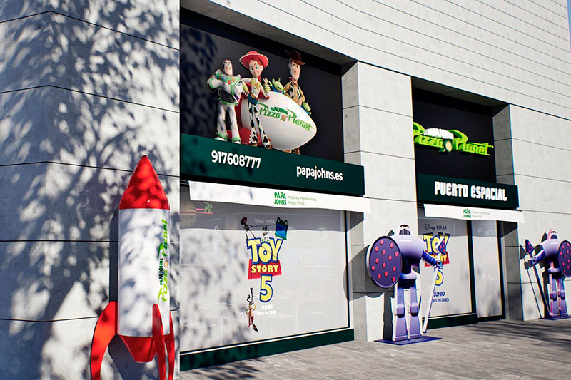 La pizzería de "Toy Story" cobra vida en Papa Johns Pizza Planet