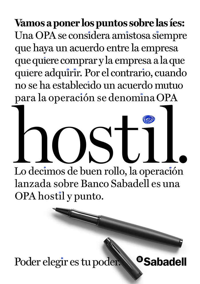 Banco Sabadell se defiende de la OPA hostil del BBVA.